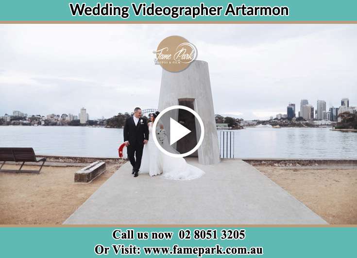 Bride and Groom walking near the shore Artarmon NSW 2064