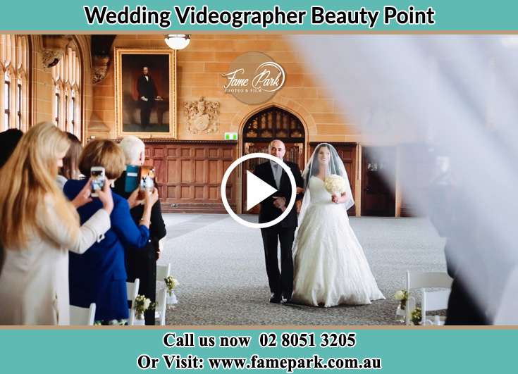 Bride and her father walking in the aisle Beauty Point NSW 2088