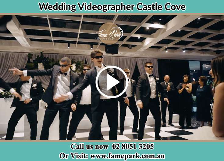 Groom and his secondary sponsors at the dance floor Castle Cove NSW 2069