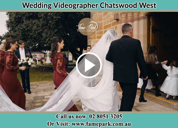 Bride and her father walking through the church entrance Chatswood West NSW 2067