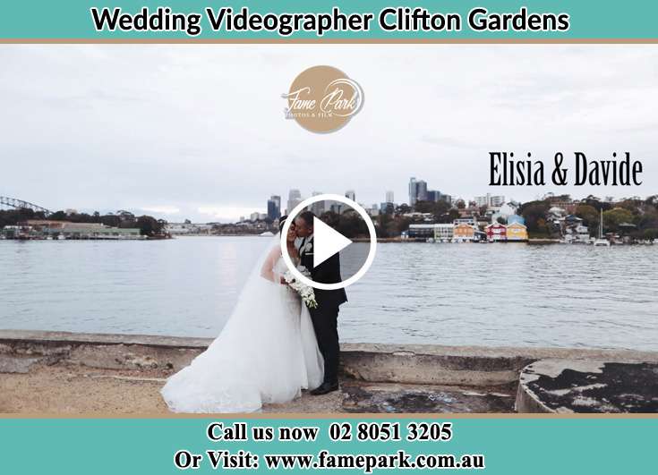 Bride and Groom kissed at the bay Clifton Gardens NSW 2088